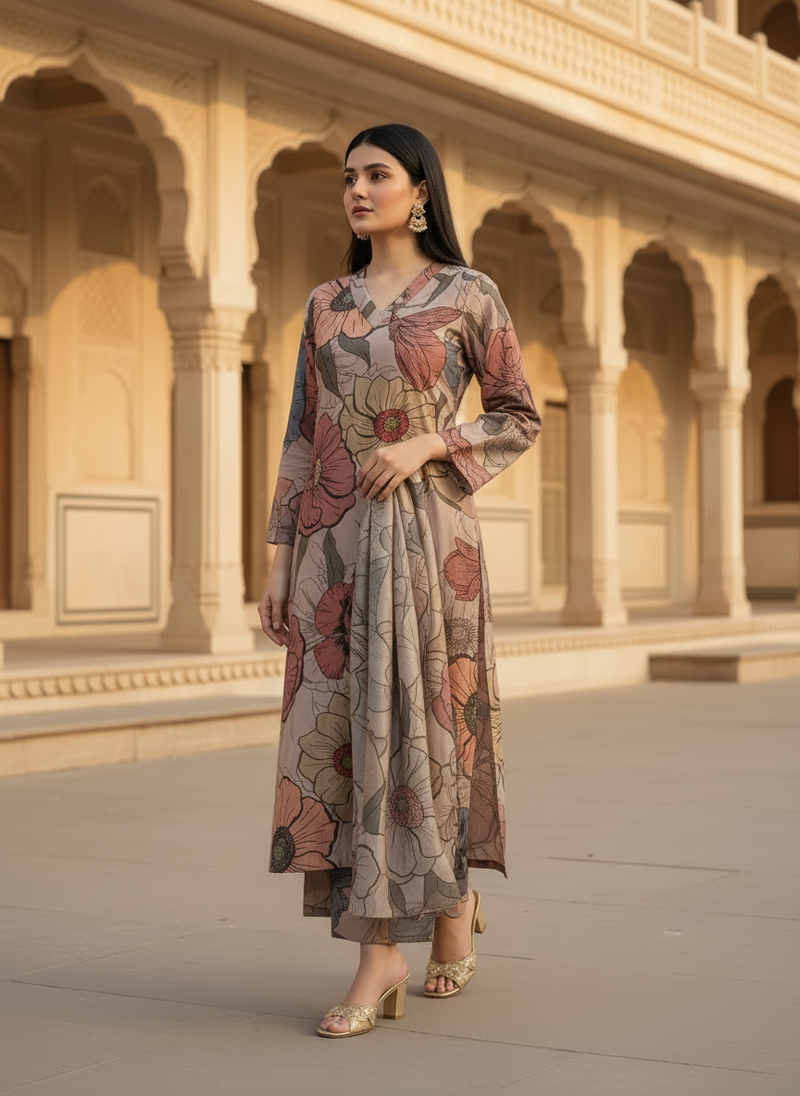 Women Brown Viscose Rayon Kurta Set for Daily & Festive Wear