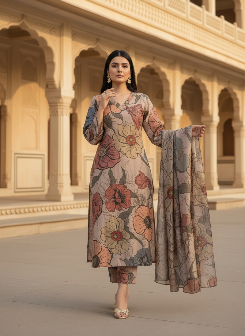 Women Brown Viscose Rayon Kurta Set for Daily & Festive Wear