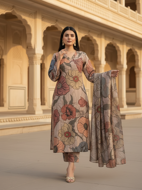 Women Brown Viscose Rayon Kurta Set for Daily & Festive Wear