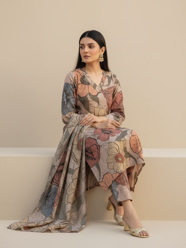 Women Brown Viscose Rayon Kurta Set for Daily & Festive Wear