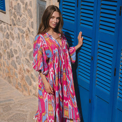 Women wearing multicolor calf length dress
