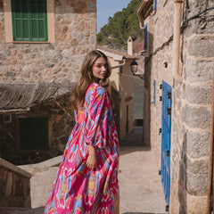 Multicolor round neck rayon dress for women
