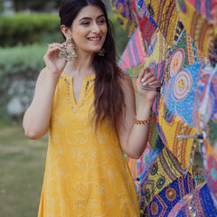 Yellow Cotton Kurta Set with Easy Everyday Comfort