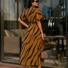 Chic Printed Rayon Midi Dress for Everyday Wear