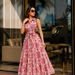 Printed Rayon Fit & Flare Dress