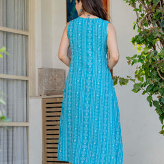 Calm Sky Blue Viscose Rayon Kurta Set with Effortless Elegance