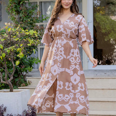 Female casual grey rayon dress 
