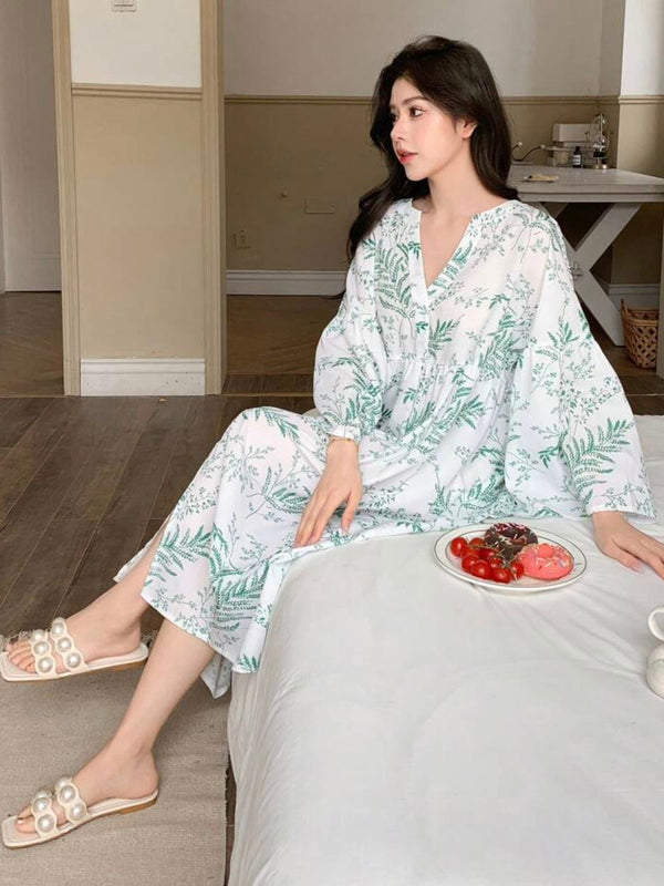 Women White Printed Midi Dress Sitting