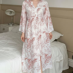 Women White Printed Loose Midi Dress front