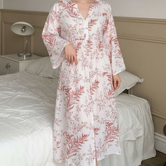 Women White Printed Loose Midi Dress 