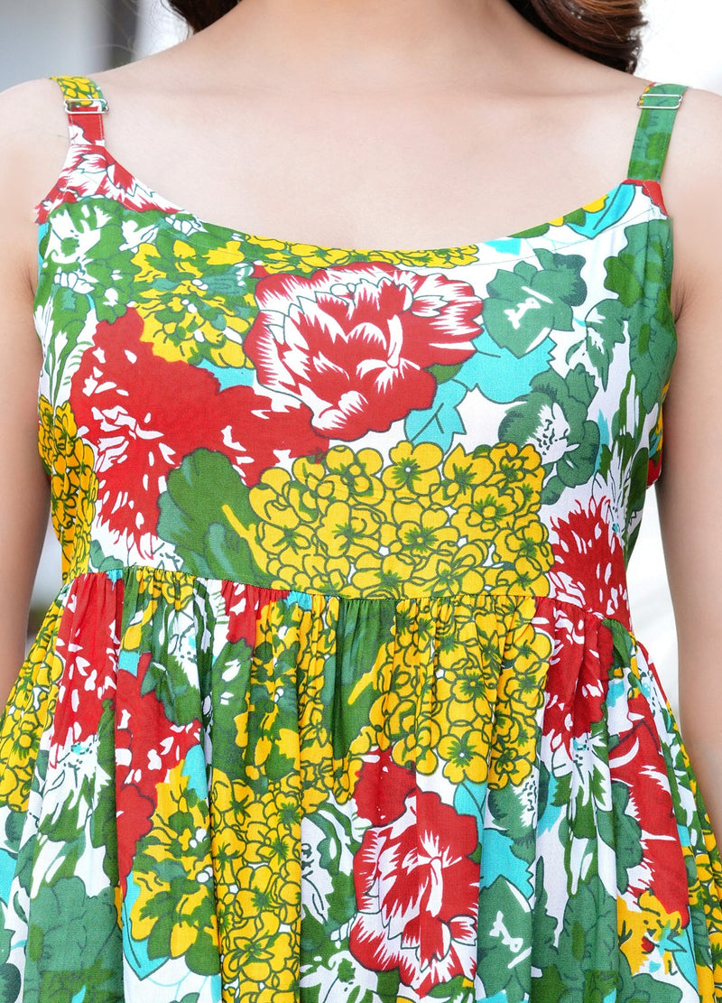 MANOJAVA Women Multicolor Rayon Fit & Flare Dress