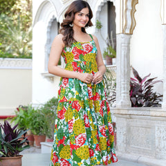 MANOJAVA Women Multicolor Rayon Fit & Flare Dress