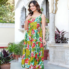 MANOJAVA Women Multicolor Rayon Fit & Flare Dress