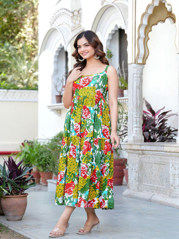 MANOJAVA Women Multicolor Rayon Fit & Flare Dress