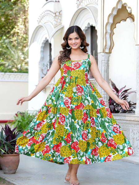 MANOJAVA Women Multicolor Rayon Fit & Flare Dress