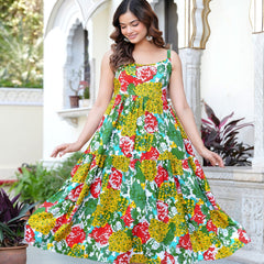 MANOJAVA Women Multicolor Rayon Fit & Flare Dress