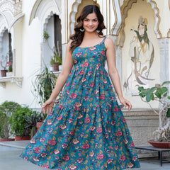 MANOJAVA Women Multicolor Rayon Fit & Flare Dress