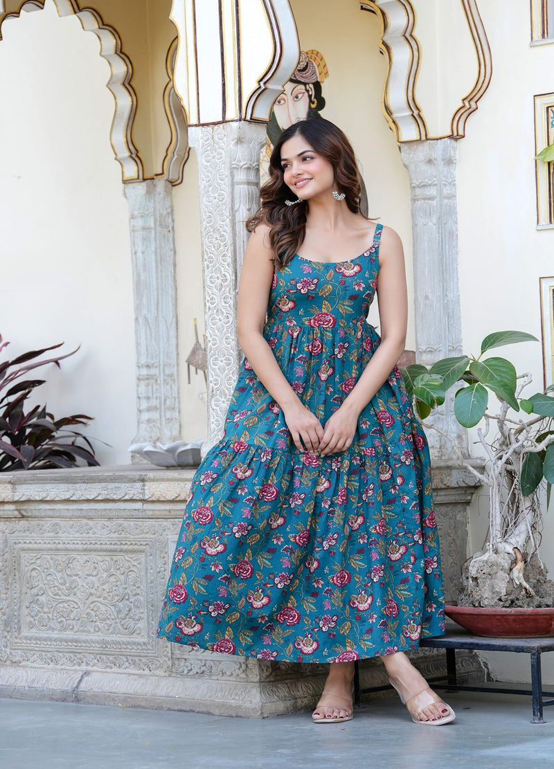 MANOJAVA Women Multicolor Rayon Fit & Flare Dress