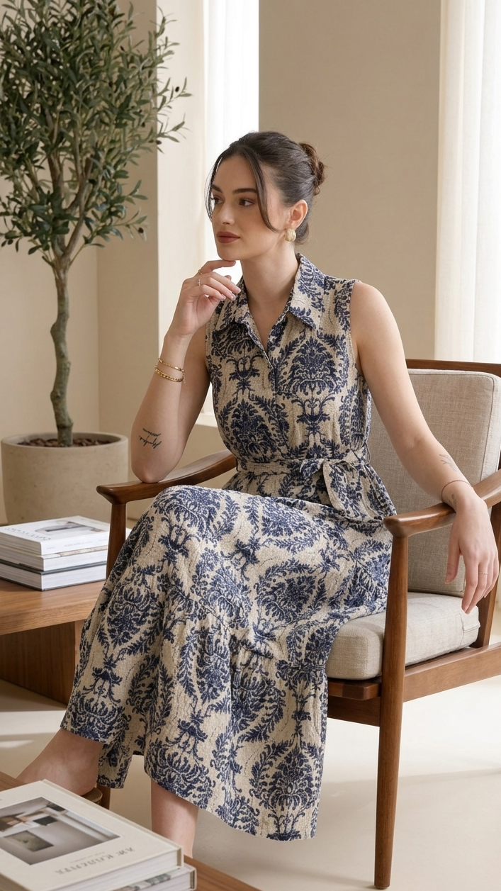 Female Printed Rayon Fit & Flare Dress