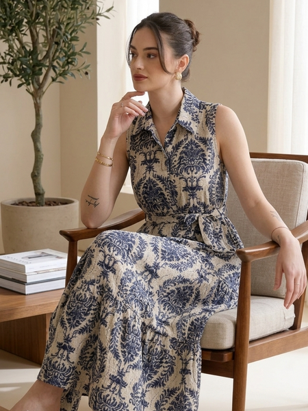 Female Printed Rayon Fit & Flare Dress