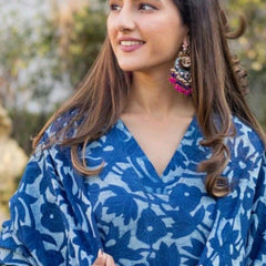 Women Blue Viscose Rayon Kurta Set for Daily & Festive Wear