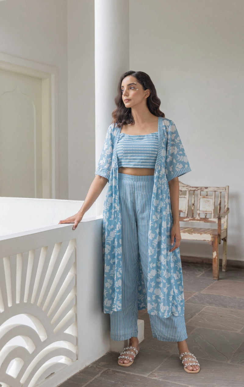Women Sky Printed Co-ord Set Front