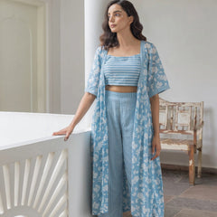 Women Sky Printed Co-ord Set Front