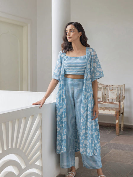 Women Sky Printed Co-ord Set Front