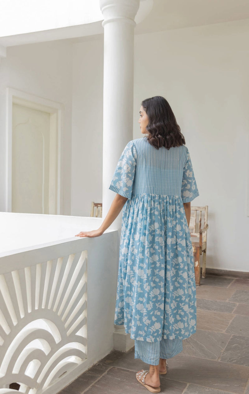 Women Sky Printed Co-ord Set Back