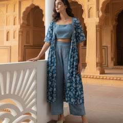 Women Blue Printed Co-ord Set Image
