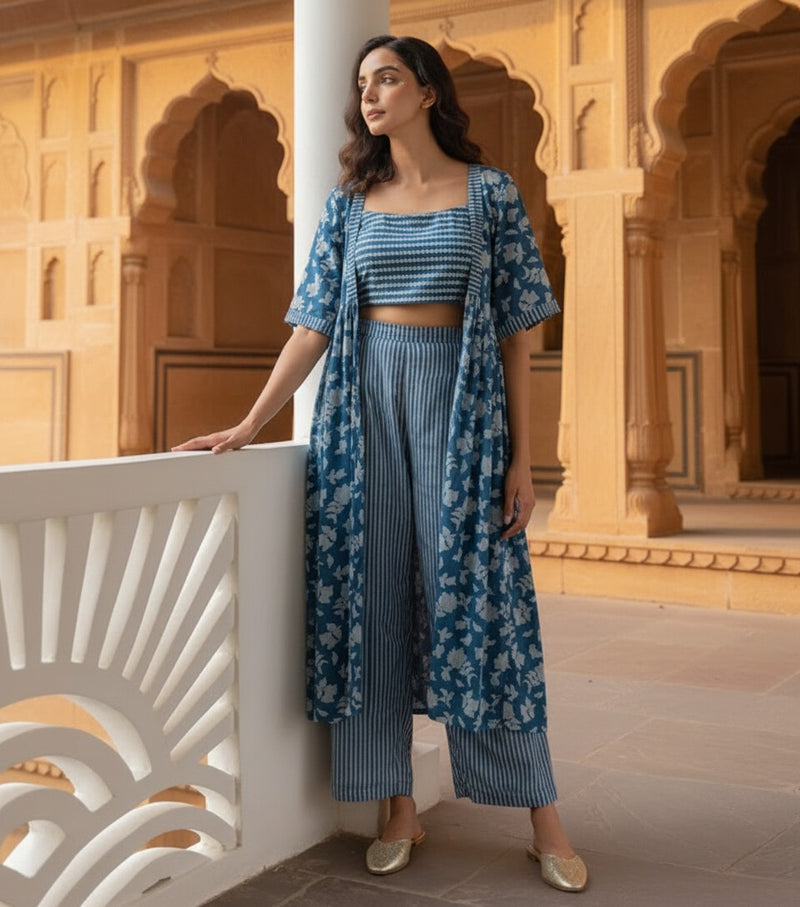 Women Blue Printed Co-ord Set Image