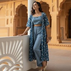 Women Blue Printed Co-ord Set