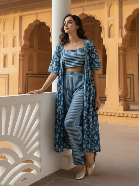 Women Blue Printed Co-ord Set