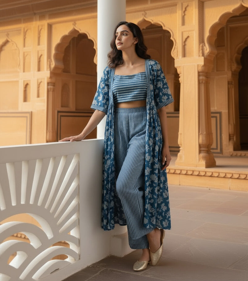 Women Blue Printed Co-ord Set