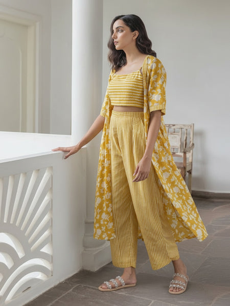 Women Yellow Printed Co-ord Set Side