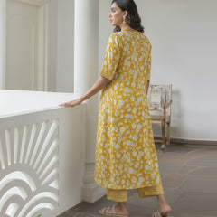 Women Yellow Printed Co-ord Set Back