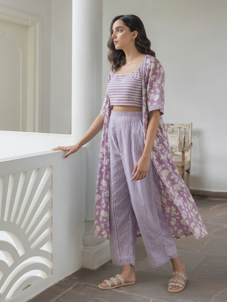 Women Lavender Printed Co-ord Set Side