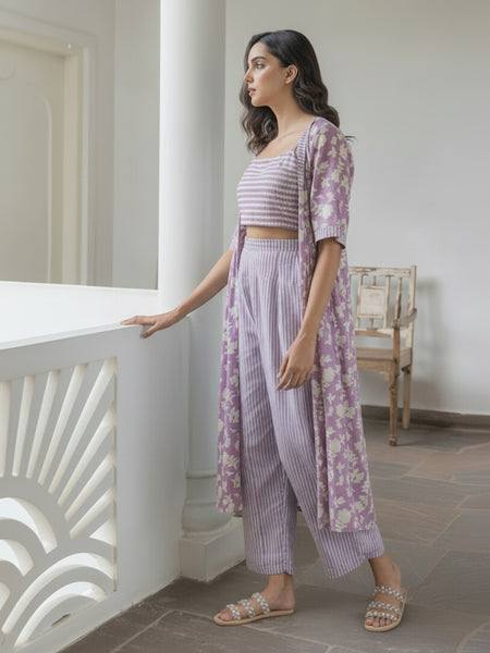 Women Lavender Printed Co-ord Set