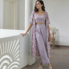 Women Lavender Printed Co-ord Set Front