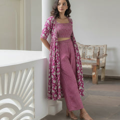 Women Magenta Printed Co-ord Set  Front