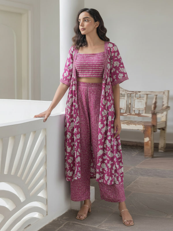 Women Magenta Printed Co-ord Set  Image