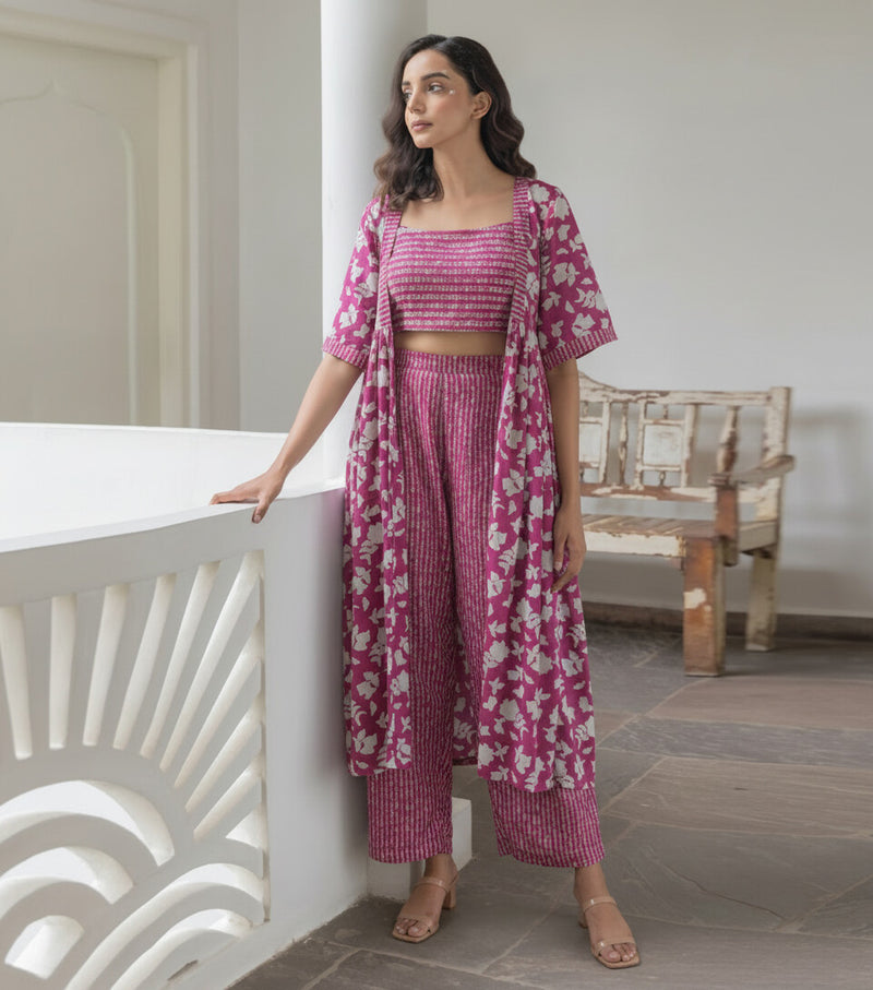 Women Magenta Printed Co-ord Set  Image