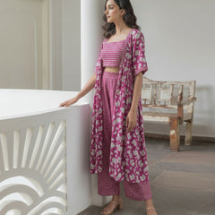 Women Magenta Printed Co-ord Set  Side