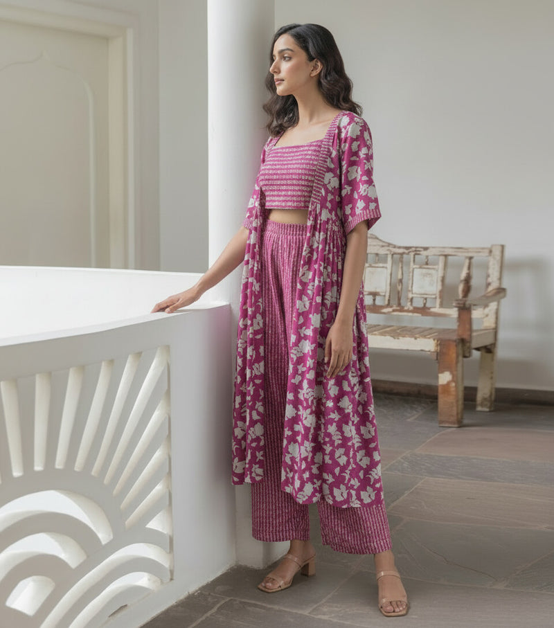 Women Magenta Printed Co-ord Set  Side