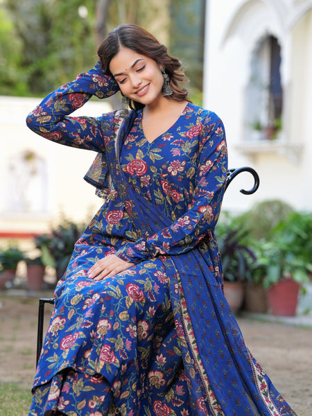 Women Ethnic Motifs Printed Tiered Anarkali Kurta Set