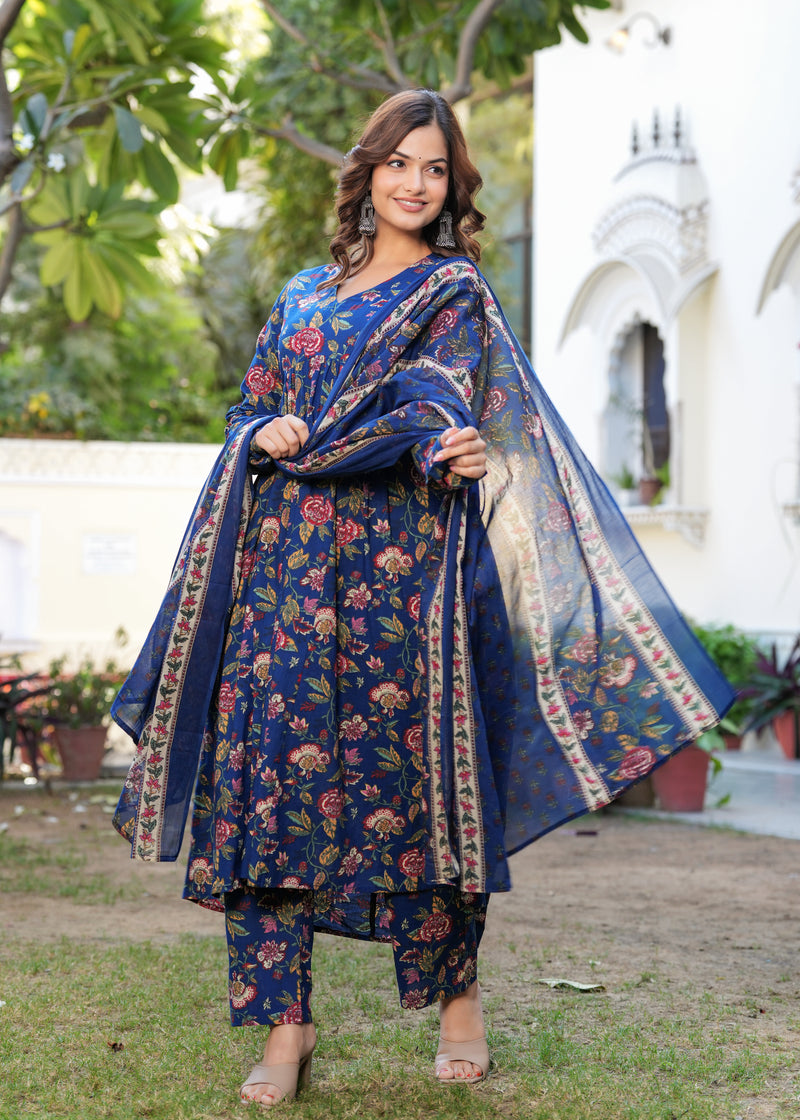 Women Ethnic Motifs Printed Tiered Anarkali Kurta Set