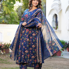Women Ethnic Motifs Printed Tiered Anarkali Kurta Set