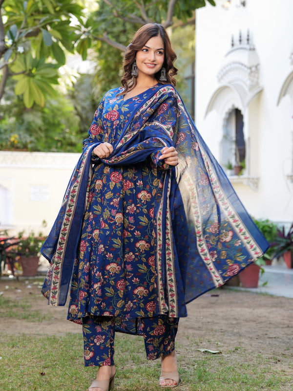 Women Ethnic Motifs Printed Tiered Anarkali Kurta Set