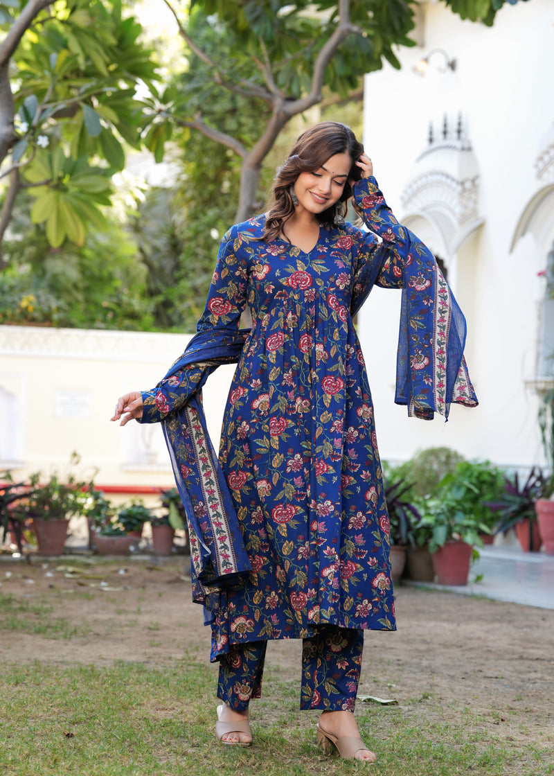 Women Ethnic Motifs Printed Tiered Anarkali Kurta Set