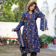 Women Ethnic Motifs Printed Tiered Anarkali Kurta Set